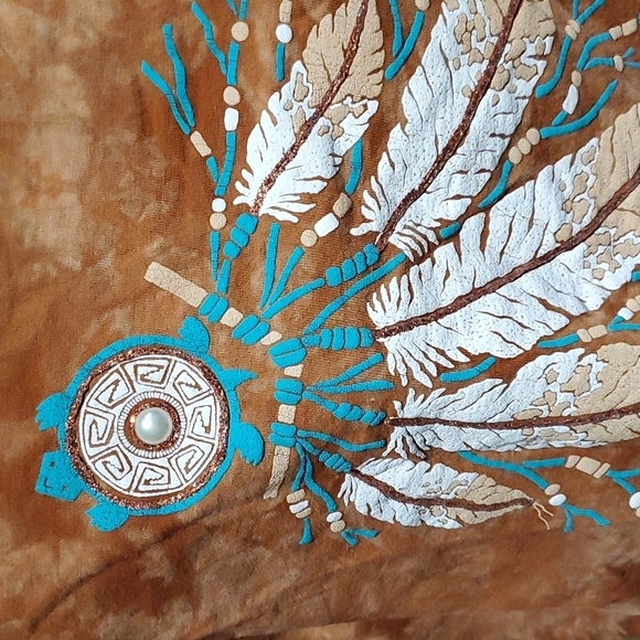 CACTUS BAY DREAM CATCHER RUSTIC ACID WASH TIE DYE TOP MEDIUM  TRIBAL - Picture 2 of 7